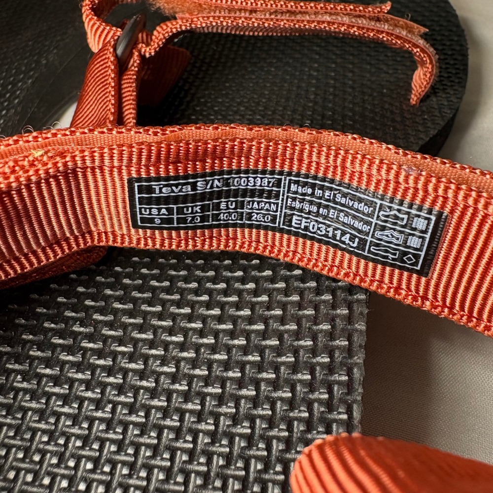 Teva Original Universal Burnt Orange Sandals Womens 9 1003987 Rust Strappy EUC - Picture 8 of 9